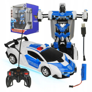 Robot Samochód Auto 2w1 Policja Zdalnie Sterowany