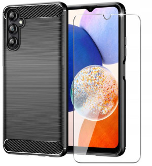 Etui do Samsung A14 5G Pancerne Carbon + Szkło 9H