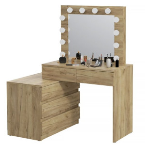 Toaletka z lustrem kosmetyczna Carla 12 Led Craft