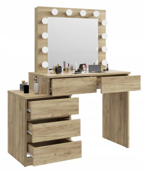 Toaletka lustrem kosmetyczna Adele 12Led Dąb Craft