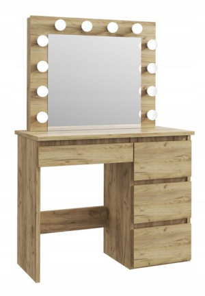 Toaletka lustrem kosmetyczna Beta 12 Led Dąb Craft