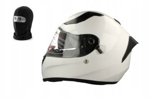 Kask Moto Pełny V128 White + Kominiarka Rozmiar: S