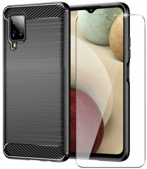 Etui Pancerne Karbon + Szkło Do Samsung A12 / M12