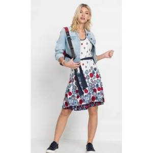 Bonprix Rozkloszowana Sukienka W Kwiaty Z Wiązanym Paskiem 40-42 923163
