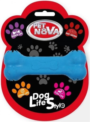 Pet Nova DOG LIFE STYLE Kość na przysmaki 11cm niebieska, aromat wołowiny
