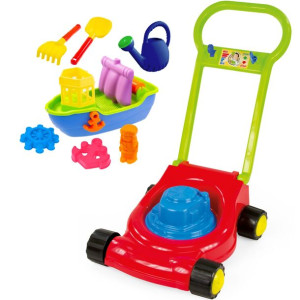 Mochtoys Kosiarka z dźwiękiem + Zestaw do piasku i wody Statek
