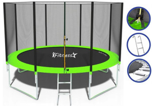 Trampolina 312Cm 10Ft Green Siatka+Drabinka F-Star