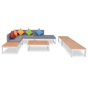 5-cz. zestaw mebli do ogrodu z poduszkami, aluminium i WPC