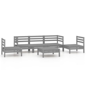 6-cz. zestaw wypoczynkowy do ogrodu, szary, drewno sosnowe