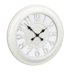 Zegar ścienny XL barokowy VINTAGE biały 56cm