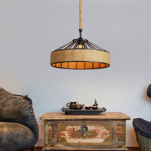 Lampa Wisząca Z Liny Jutowej Goeco Rustykalna 40cm