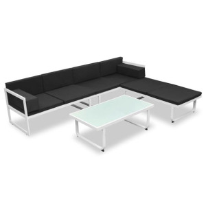 4-cz. zestaw mebli do ogrodu z poduszkami, aluminium, czarny