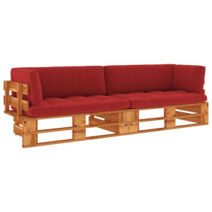 Sofa 2-os. z palet, z poduszkami, miodowy brąz, drewno sosnowe