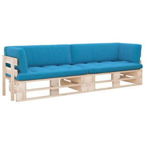 Sofa 2-osobowa z palet, z poduszkami, impregnowane drewno