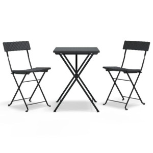 3-częściowy zestaw mebli bistro, czarny, polirattan