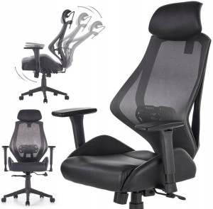 Fotel HASEL Czarny Ergonomiczny Gamingowy Obrotowy