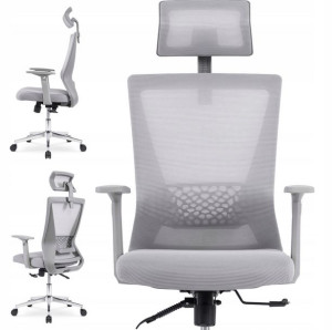Fotel EGER Szary Obrotowy Biurowy Ergonomiczny