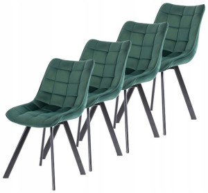 Zestaw 4x Krzesło K332 Tapicerowane Zielone Loft