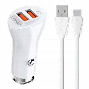 Ładowarka samochodowa LDNIO 2USB + kabel MicroUSB