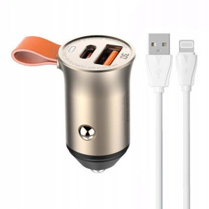 LDNIO Ładowarka Samochodowa + Kabel Lightning