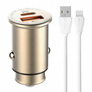 LDNIO Ładowarka Samochodowa + Kabel Lightning 30W