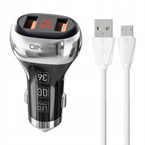 Ładowarka samochodowa LDNIO C2 2USB + Kabel