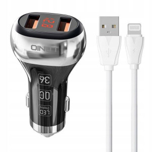 LDNIO Ładowarka Samochodowa 2USB Kabel Lightning