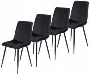 Zestaw 4x Krzesło IBIS Czarne Welurowe Loftowe