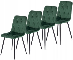 Zestaw 4x Krzesło ROBIN Zielone Tapicerowane Loft