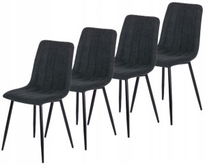 Zestaw 4x Krzesło LARA Czarne Salonu Jadalni Loft