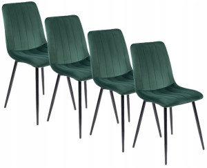 Zestaw 4x Krzesło IBIS Zielone Welur Tapicerowane