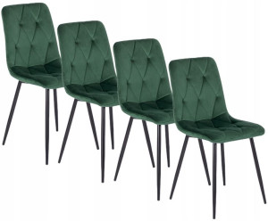 Zestaw 4x Krzesło ROBIN Zielone Tapicerowane Salon