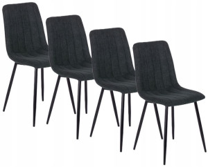 Zestaw 4x Krzesło LARA Czarne Salonu Kuchni Loft