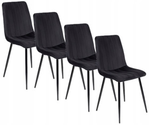 Zestaw 4x Krzesło IBIS Czarne Welurowe Loftowe
