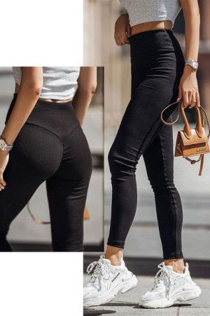 ivon czarne prążkowane legginsy push-up vivero