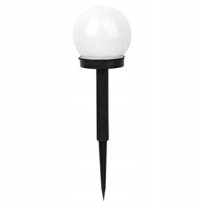 Lampa Solarna Ogrodowa Biała Kula 10cm 6500k Biały