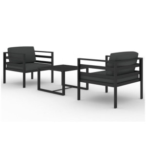 3-cz. zestaw mebli ogrodowych, poduszki, aluminium, antracyt