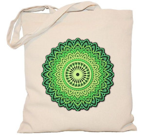 Torba płócienna 240g MANDALA z zieloną mandalą