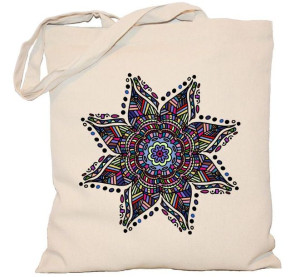 Torba płócienna 240g MANDALA kolorowa mandala gwiazda