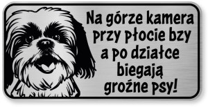 Tabliczka ostrzegawcza - Uwaga pies SHIH TZU śmieszna