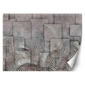 fototapeta, liście 3d w szarości - 250x175
