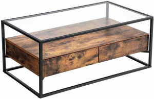 Table/coffee/glass/brown/106x57x45cm