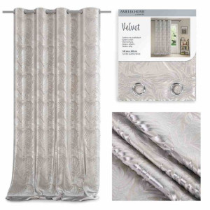 Curt/ah/velvet/silverleaves/beige/140x245