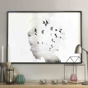 Poster/girl/silhouette/birds/50x70