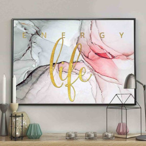 Poster/marble/pink+gld/life/50x70