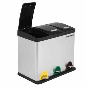 Garbagecan/silver/black/46x26,5x39,5cm