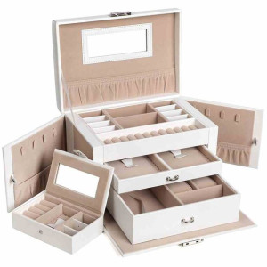 Watchbox/white/beige/26x17x18cm