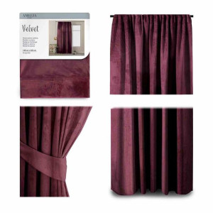 Curt/ah/velvet/pleat/burgundy/140x245/1pc