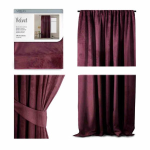 Curt/ah/velvet/pleat/burgundy/140x270/1pc