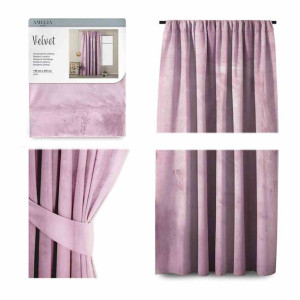 Curt/ah/velvet/pleat/pink/140x245/1pc